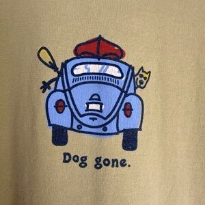 LIFE IS GOOD Dog Gone Volkswagen Canoe Green VINTAGE TShirt Sz L